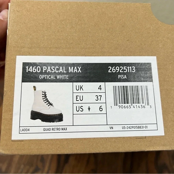 DR. MARTENS 1460 Pascal Max Optical White Platform Boots Women’s Size 6 Sold Out - Picture 12 of 15